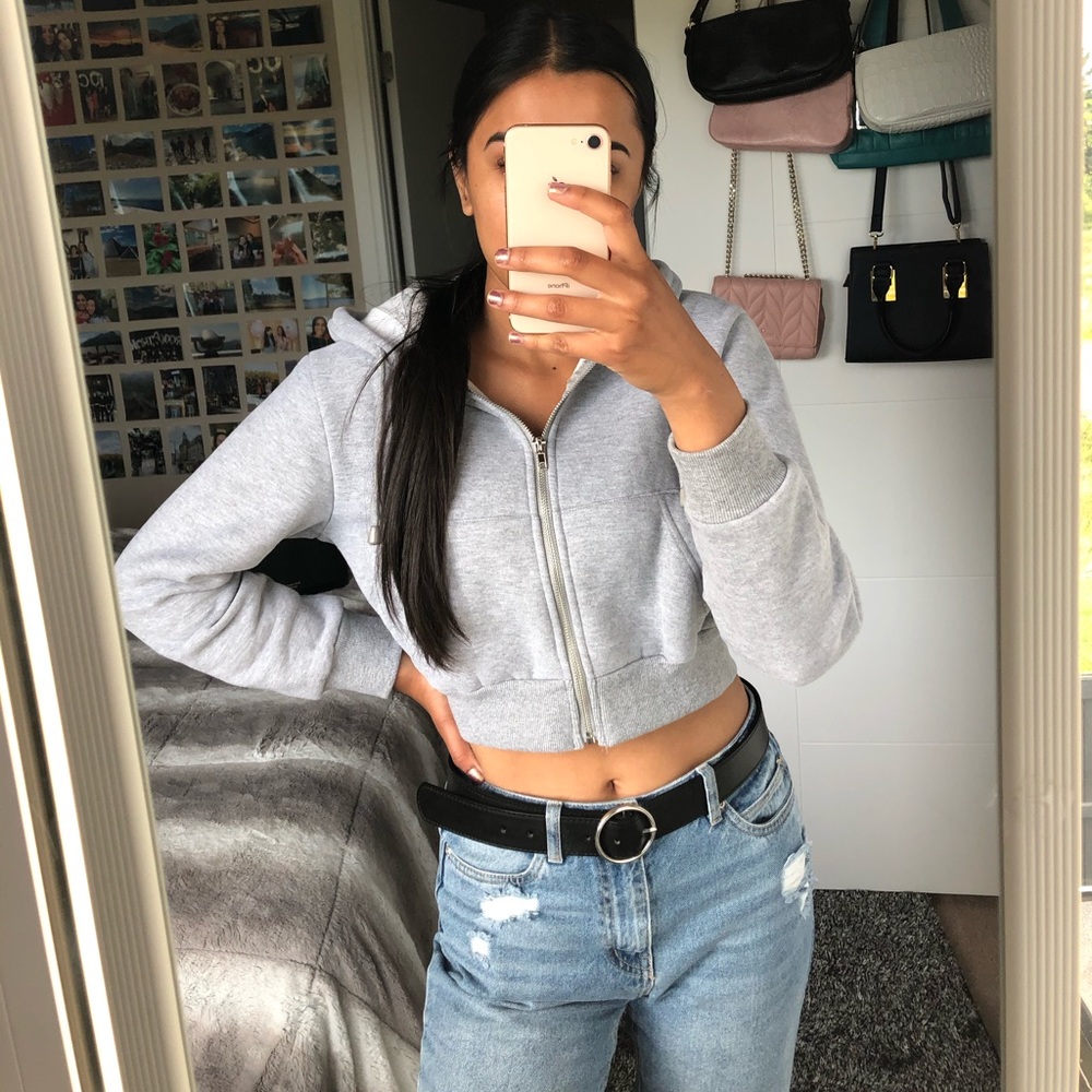 Cropped zip up hoodie